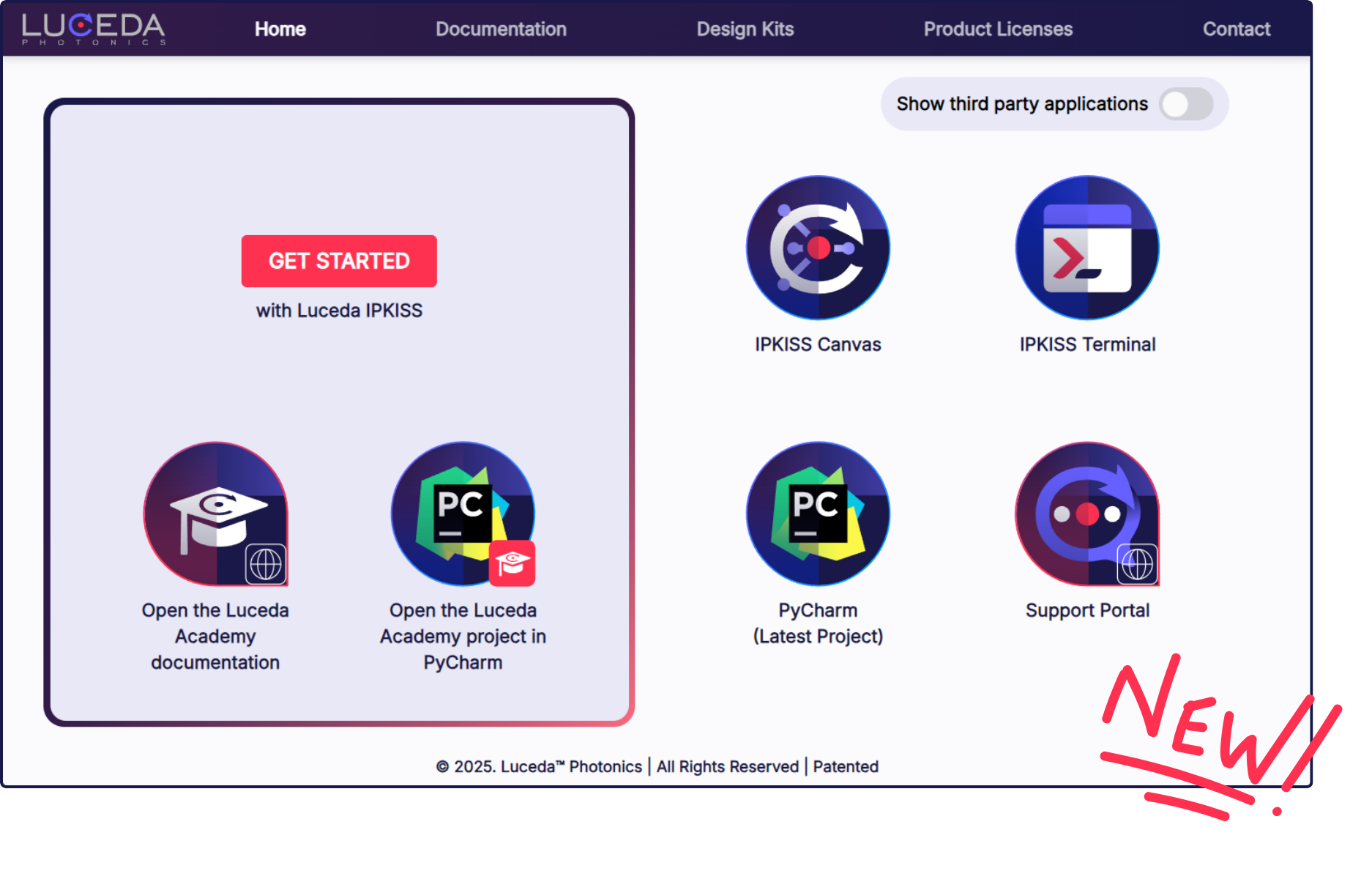 Home page of the redesigned Luceda Control Center.