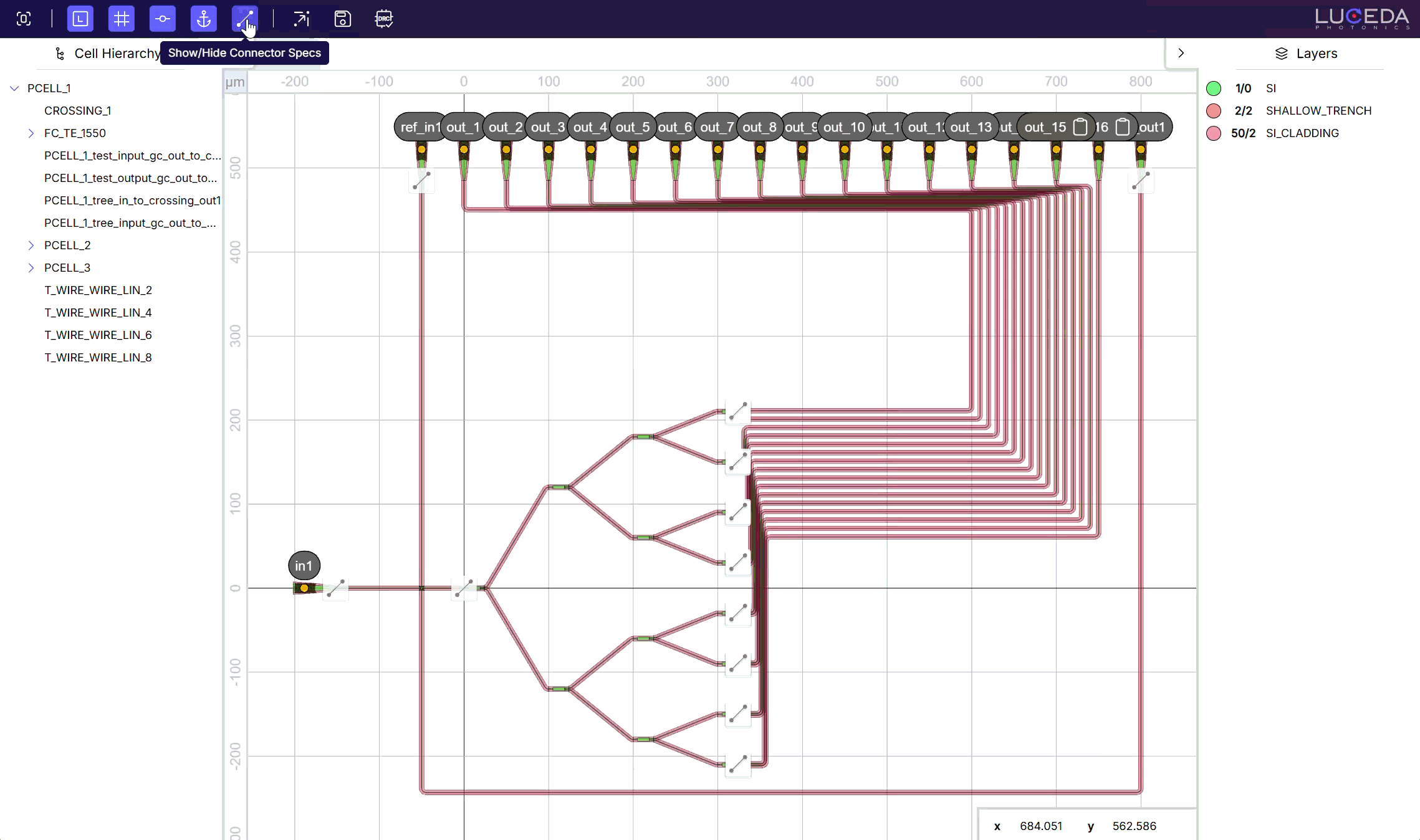 Visualizing and browsing connectors in the Luceda Layout Visualizer