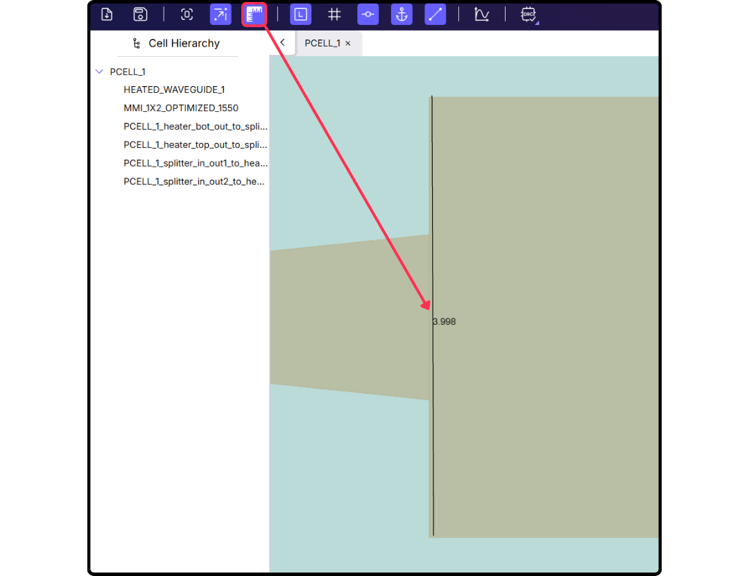 Measuring distances in the layout with the ruler tool