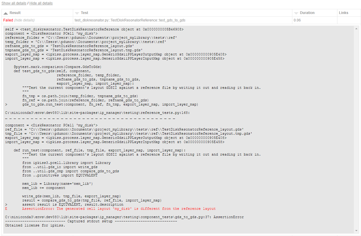 HTML report