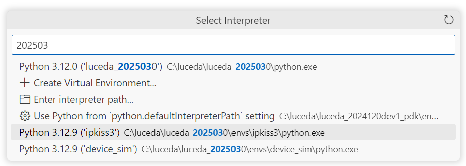 Select the python interpreter.